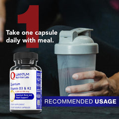 Quantum Nutrition Labs gluten-free label indicating dietary accessibility.