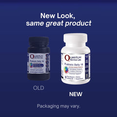 Quantum Nutrition Probiotic Daily 18 in-hand demonstrates portable wellness support.
