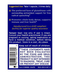 Quantum Nutrition QNL Glutathione Support label emphasizes organic formula and eye health