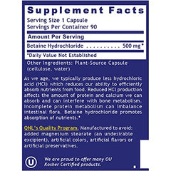 Quantum Nutrition QNL Quantum HCL packaging closeup highlights label details for quality supplement