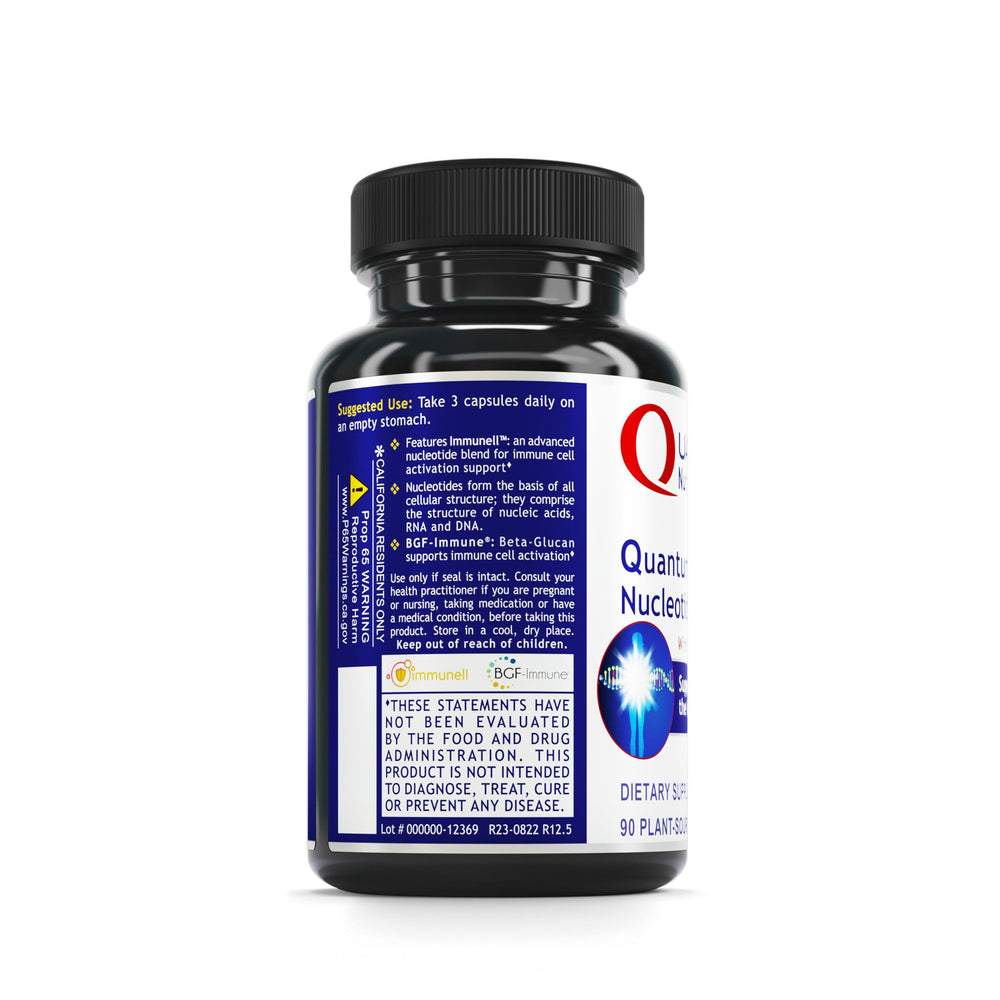 Quantum Nutrition Quantum Nucleotide Complex label clearly shows ingredients and fermentation benefits.
