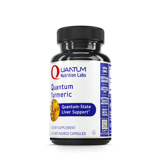 Quantum Nutrition turmeric capsules bottle for daily liver support.