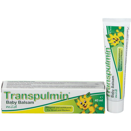 Quartett Transpulmin Baby Balm mild bottle for sniffles.