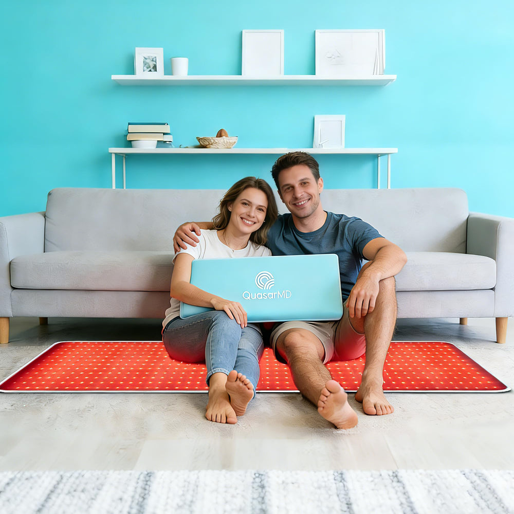 QuasarMD Mint Blue Mat supports relaxing wellness sessions at home