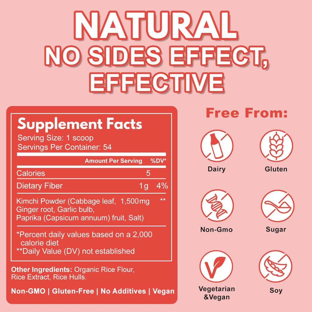 QUBIT Kimchi Supplement back label details live probiotics for digestion.