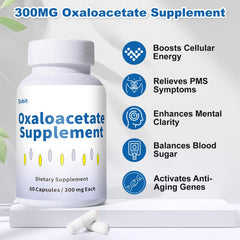 QUBIT Oxaloacetate capsules close-up for daily focus support