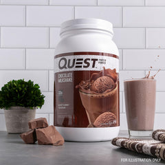 Close-up of Quest label, highlighting gluten-free and flavor.