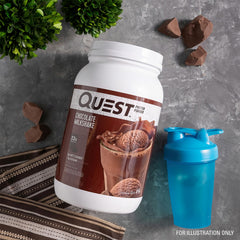 Canister on kitchen shelf signaling a convenient daily protein option.
