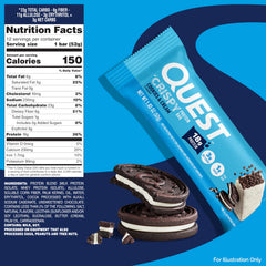 After-workout moment with Quest Cookies & Cream Crispy Bar for refuel.