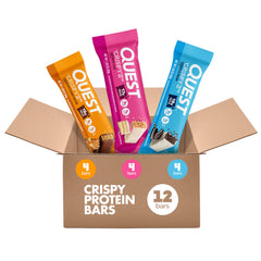 Quest Crispy Birthday Cake bar – coating close-up shows crunchy texture for a quick snack.