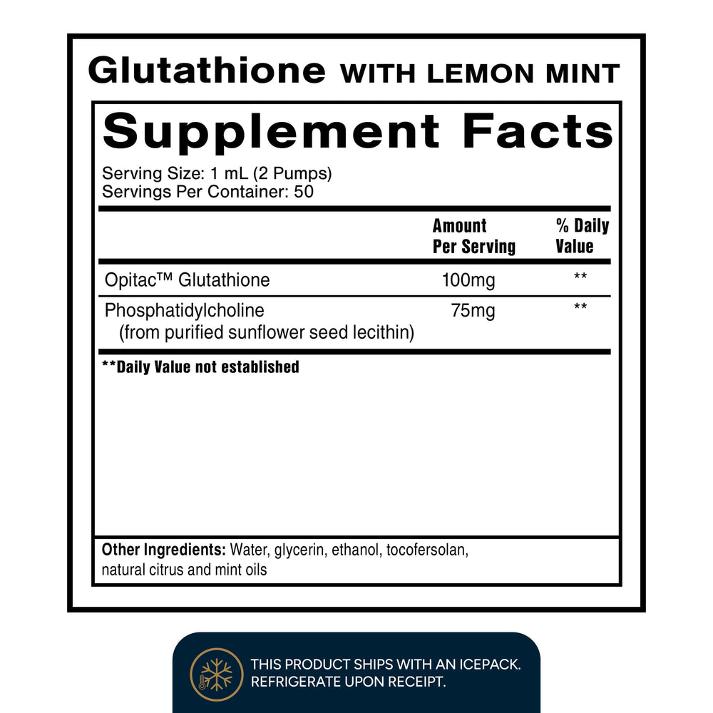 Quicksilver Scientific liposomal glutathione pour shows easy daily dosing.