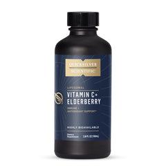 Quicksilver Liposomal Vitamin C Elderberry bottle optimized for immune support.