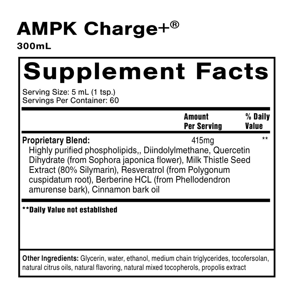 Quicksilver AMPK Charge+ bottle pour demonstrates easy daily energy support.