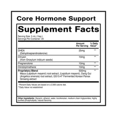 Label close-up of Quicksilver Core Hormone Support showing key ingredients