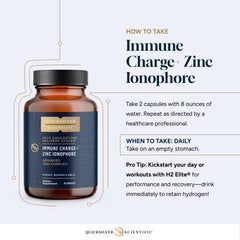 Quicksilver Scientific Immune Charge serving with capsules and glass of water.