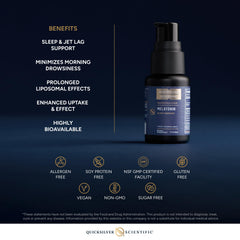 Quicksilver Scientific Liposomal Melatonin label close-up highlights clean ingredients