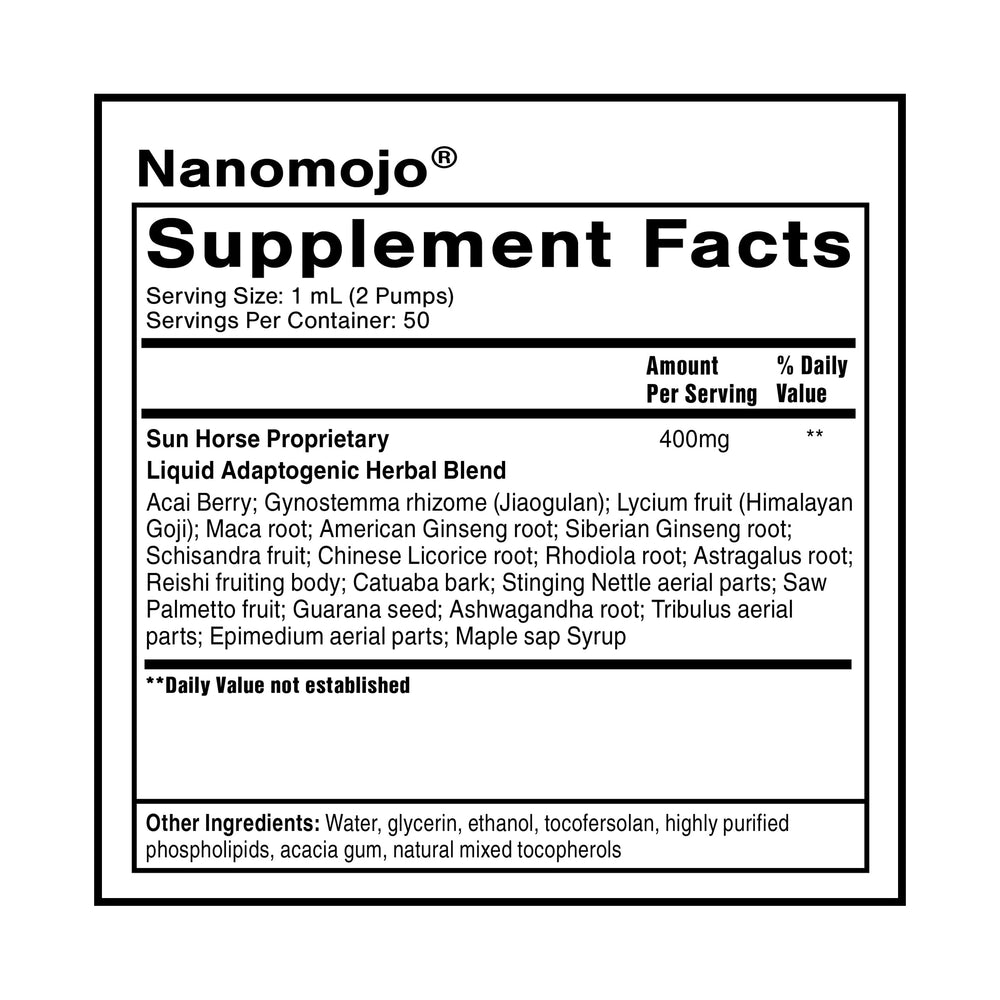 Nanomojo pour moment captures fast-acting energy boost on demand