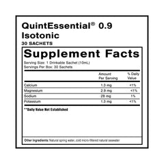Quicksilver Quintessential 0.9 sachet ready in travel pack for convenient electrolyte support.