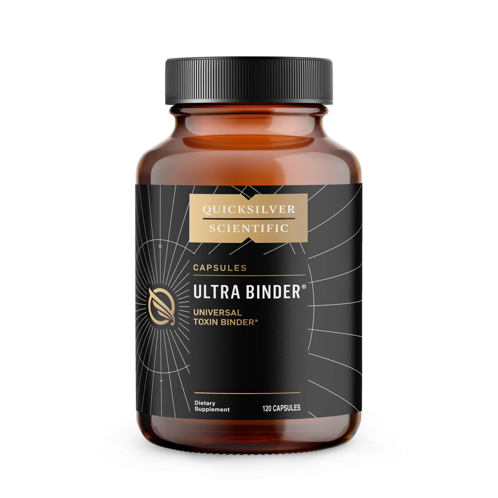 Quicksilver Scientific Ultra Binder bottle pour enables easy dosing for gut support.