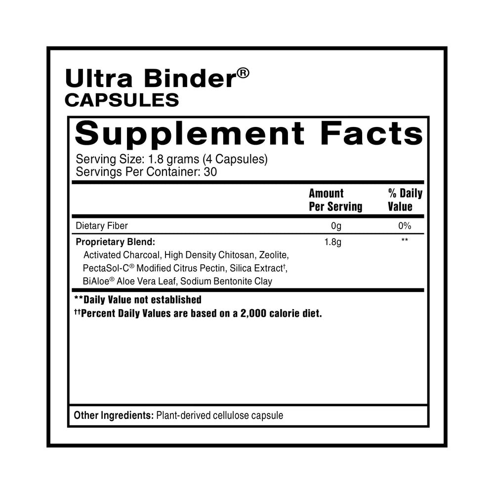 Quicksilver Scientific Ultra Binder label closeup highlighting the binder blend.