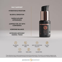 Quicksilver Scientific Vaginal Beauty Serum ingredients close-up reveals active components.