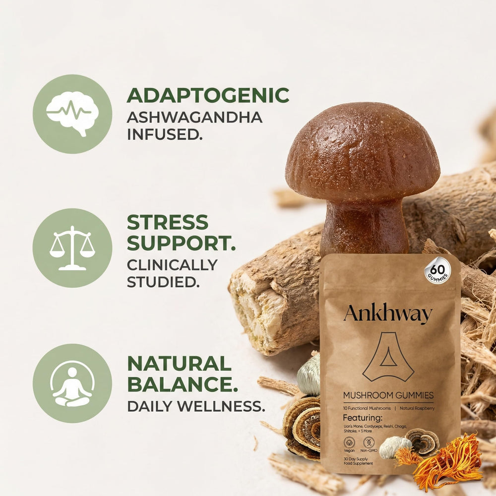 Quiet Dose Mushroom Gummies two-gummy serving ready for daily routine.