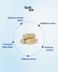 Quit Kit detox pills L-theanine capsule promoting focused calm during the day.