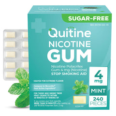 Quitine mint gum 4mg pack front view for quick flavor bursts.