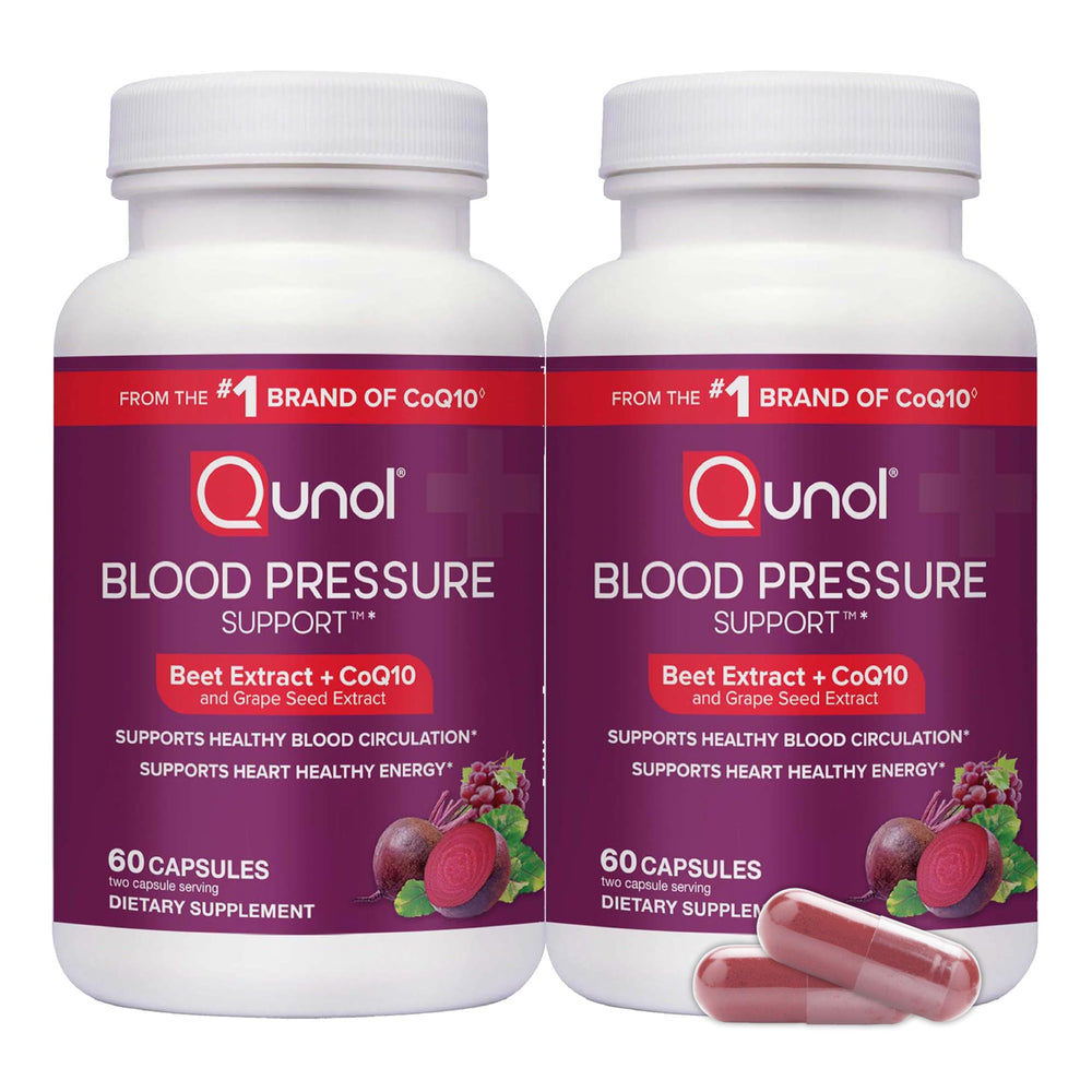 Qunol 3in1 Beets CoQ10 Grape Seed bottle front for daily circulation support