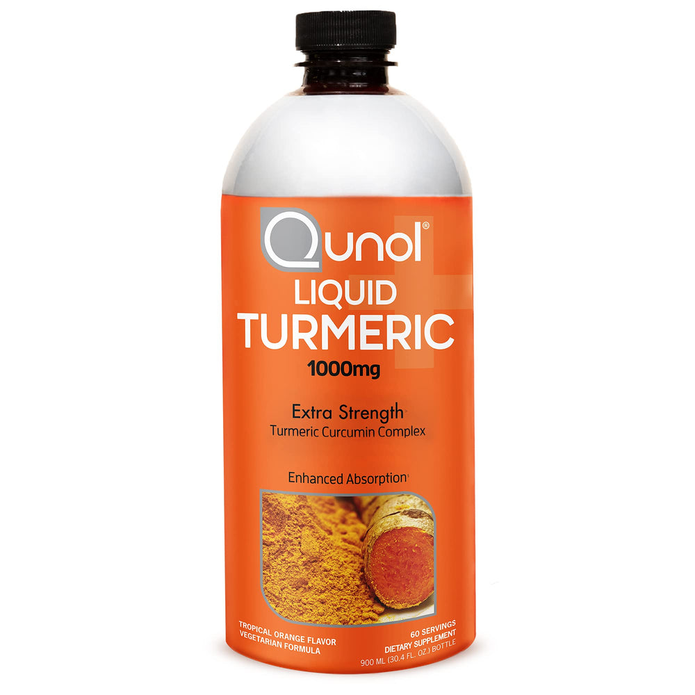 Qunol Liquid Turmeric bottle with black pepper extract for enhanced absorption.