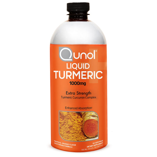 Qunol Liquid Turmeric bottle with black pepper extract for enhanced absorption.
