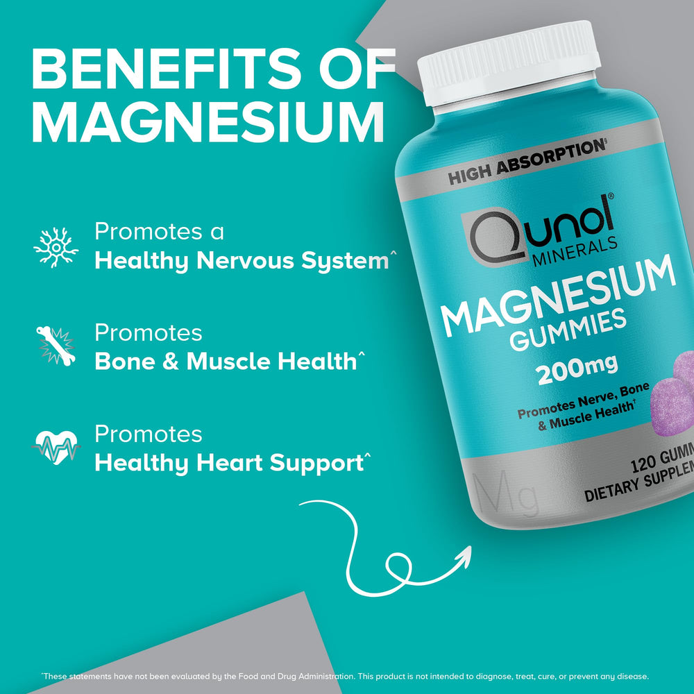 Qunol Magnesium Gummies 200 mg elemental magnesium for potential heart support