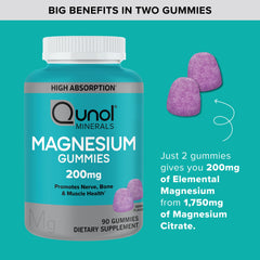 Qunol Magnesium Gummies magnesium citrate detail highlighting high absorption potential
