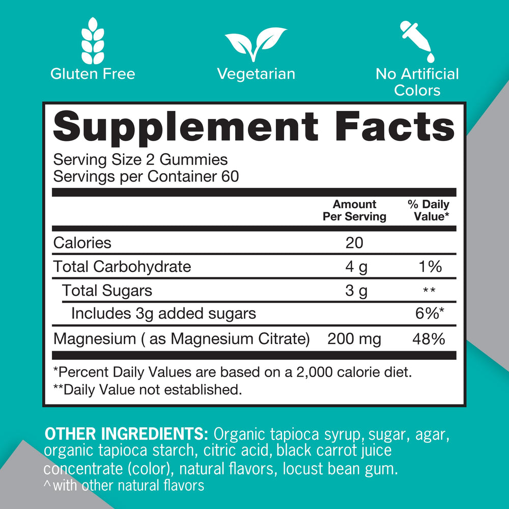 Qunol Magnesium Gummies vegetarian and gluten-free formula suitable for diets
