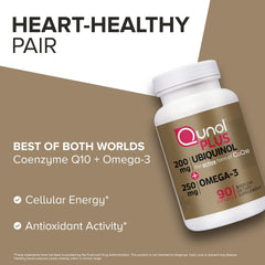 Qunol Plus packaging box display with 90-count bottle.