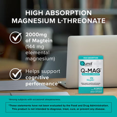 Qunol Q-Mag two-tablets serving demonstrates simple daily dosage for cognitive focus.