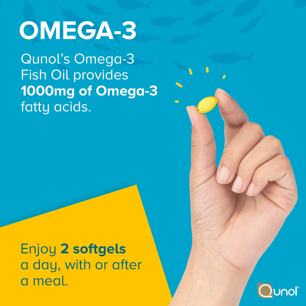Qunol mini softgels close-up detail showing easy swallow design