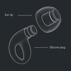 QWH earplugs with four tip sizes XS to L for secure fit
