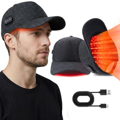 Qydenova red light cap front view demonstrates cordless therapy for enhanced scalp vitality.