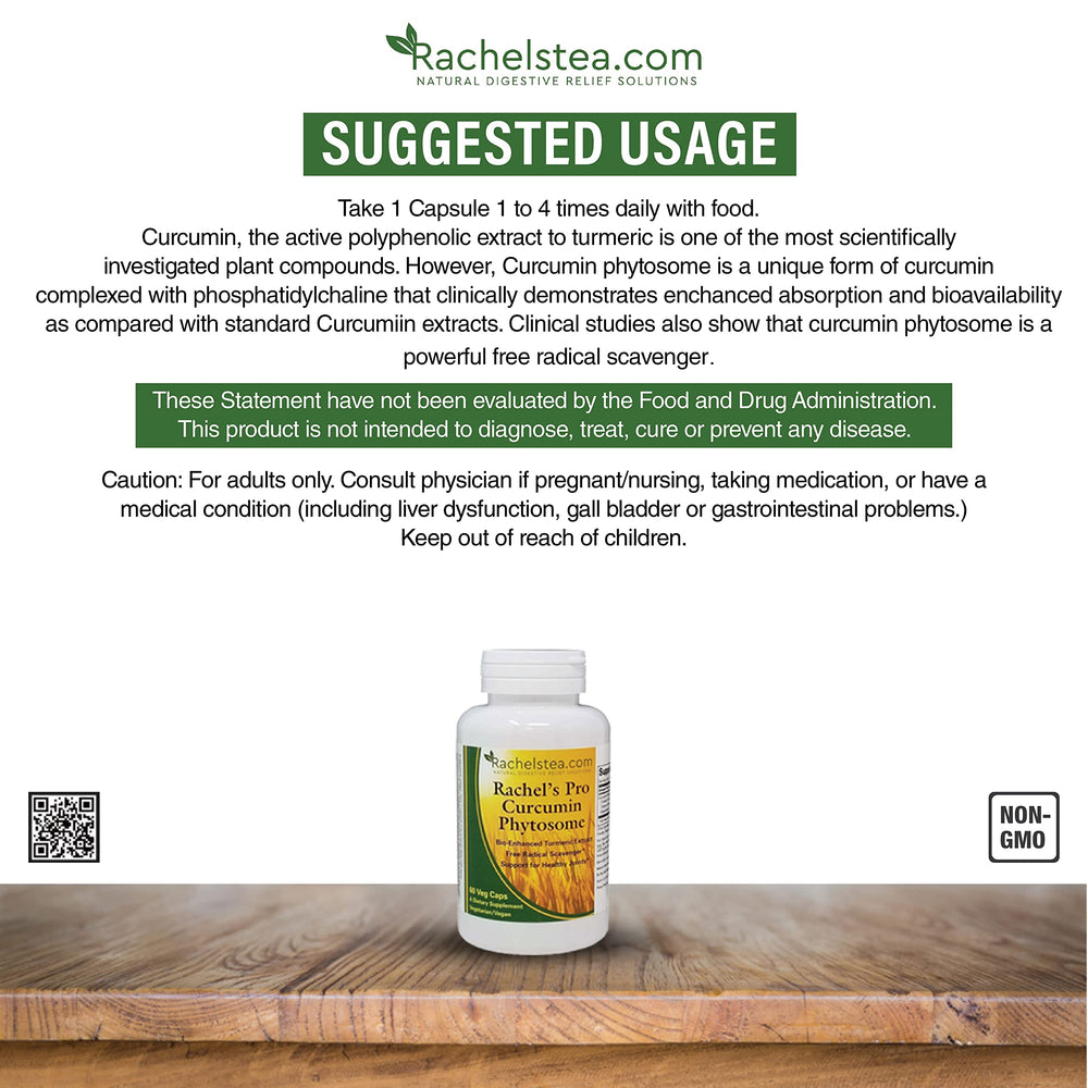 Daily-use dosing guidance shown on Rachelstea Pro Curcumin Phytosome packaging.
