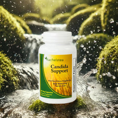 Rachelstea oregano oil bottle illustrating plant-based support for gut balance