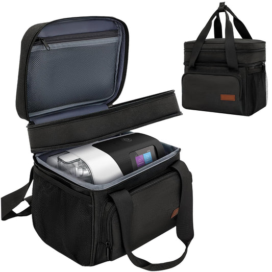 RackVibe CPAP Travel Bag material close-up shows waterproof, dustproof fabric for lasting protection.