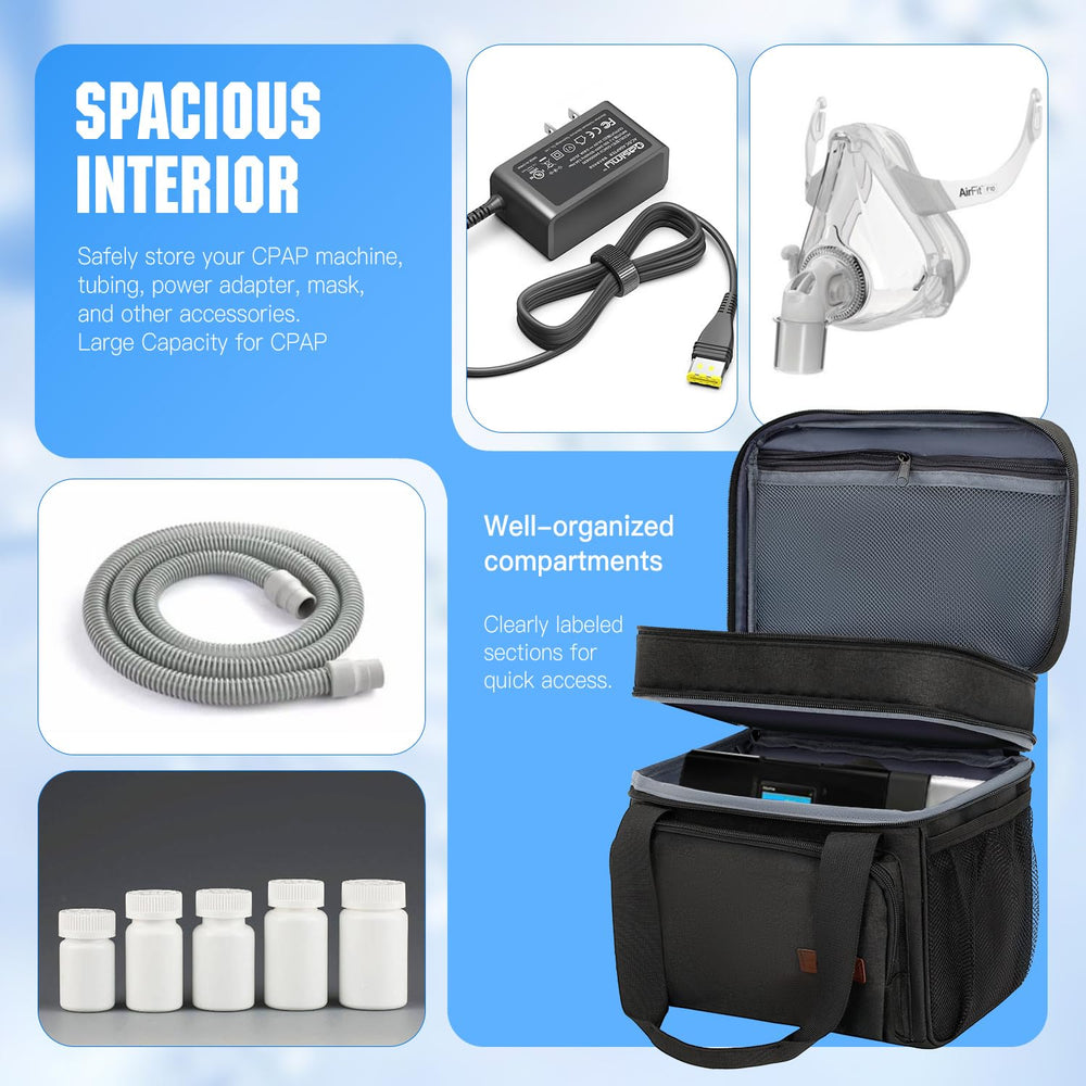 RackVibe CPAP Travel Bag rear ID window keeps documents visible during security checks.