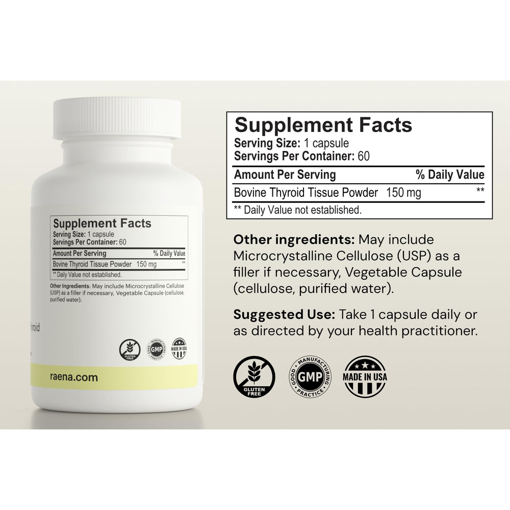 Raena Premium Bovine capsules closeup, easy-to-swallow daily supplement