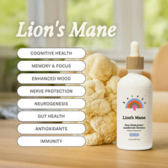 Rainbo Lion's Mane tincture dropper delivering a smooth, fast-absorbing dose