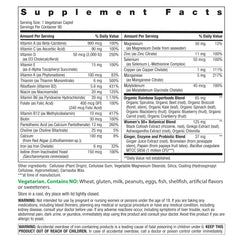 Rainbow Light Women's One 50+ bottle label close-up highlighting real food nutrients