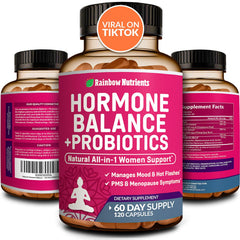 Rainbow Nutrients Hormone Balance bottle pour supports daily wellness and menstrual comfort