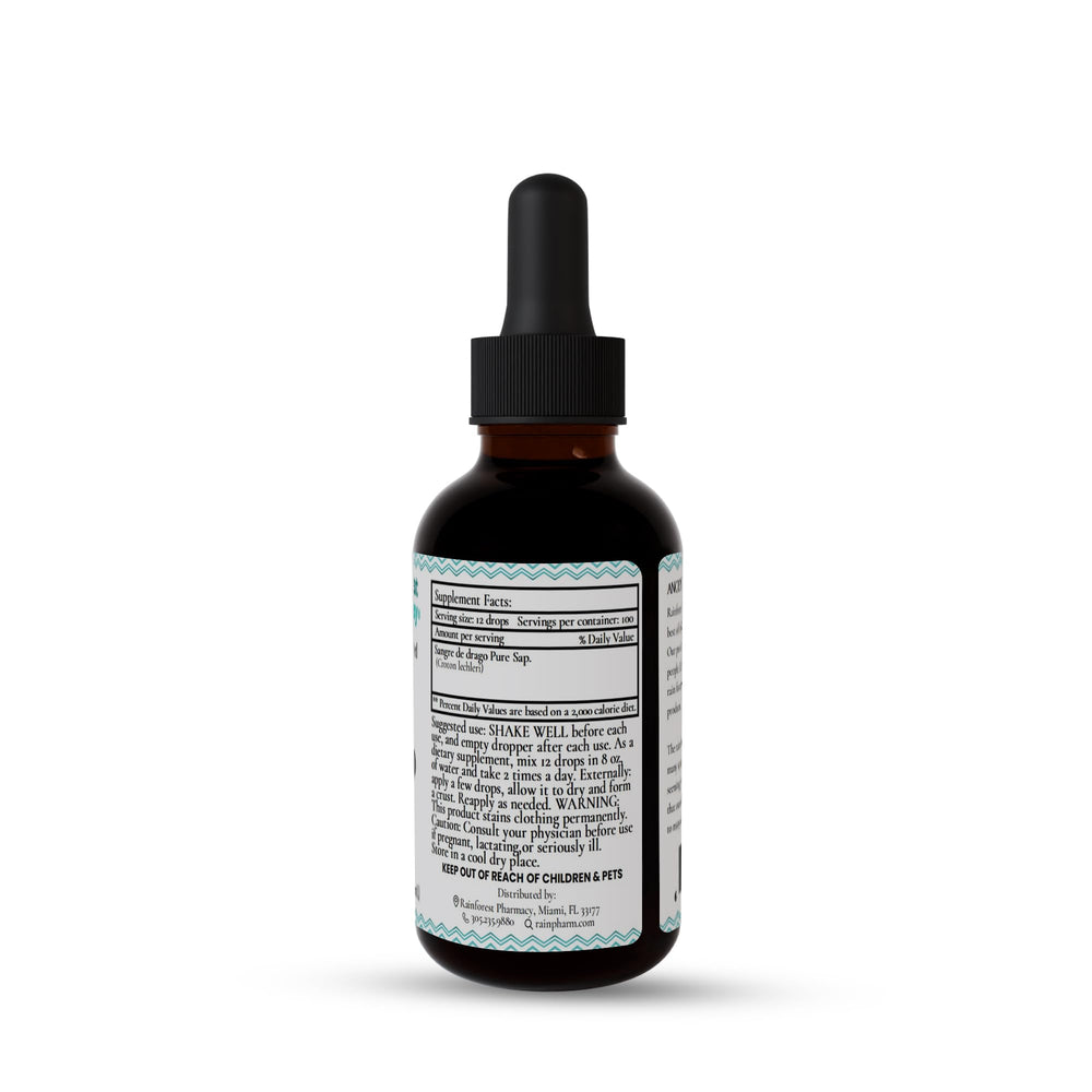 Rainforest Pharmacy Dragon's Blood sap close-up shows clarity and purity for skin and digestion