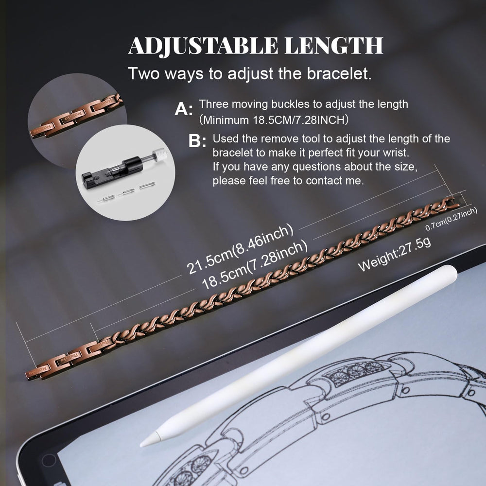 RainSo copper bracelet 3 smart buttons feature on wrist.