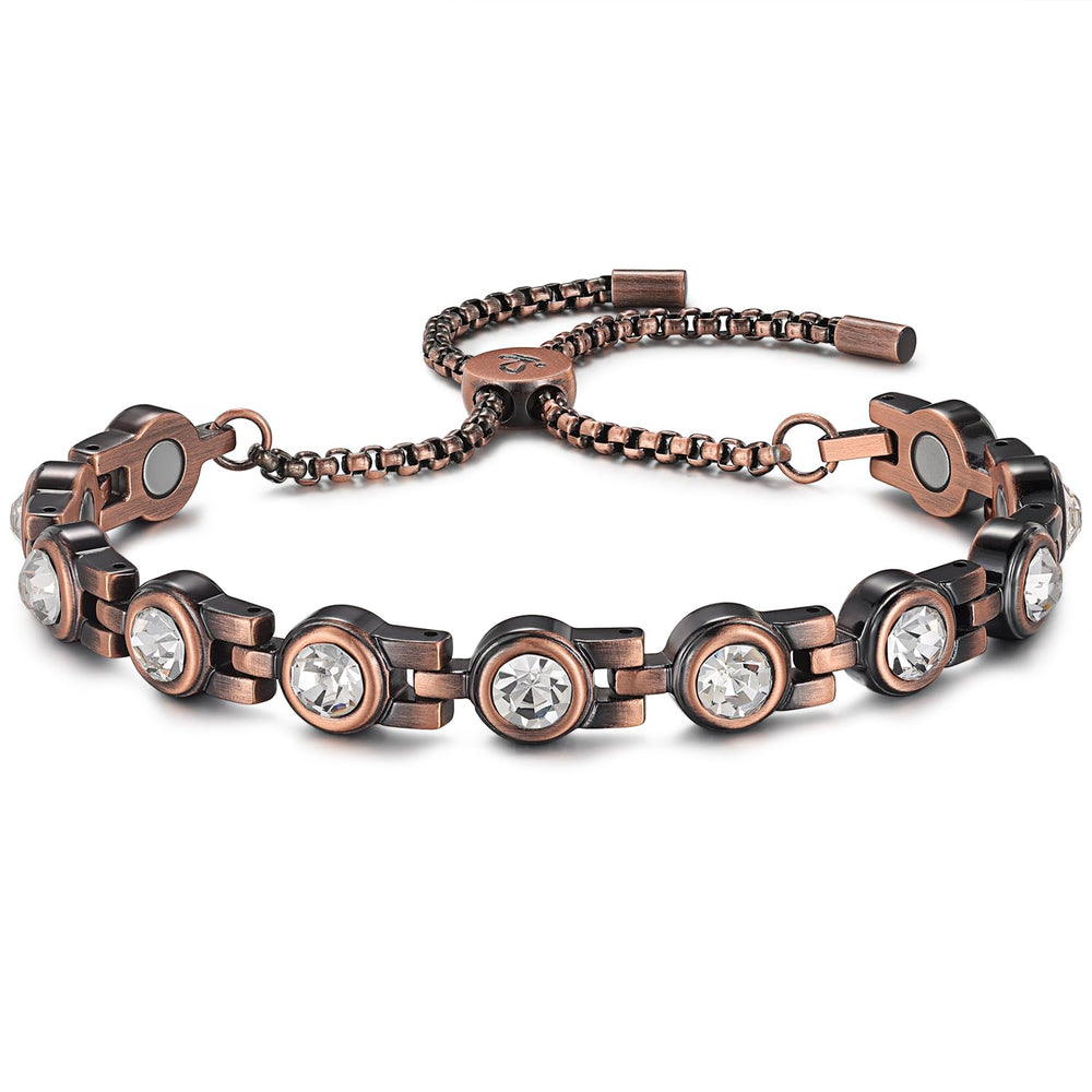 RainSo women's copper magnetic bracelet in display box shows gift-ready presentation.
